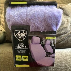 2 purple seat covers
